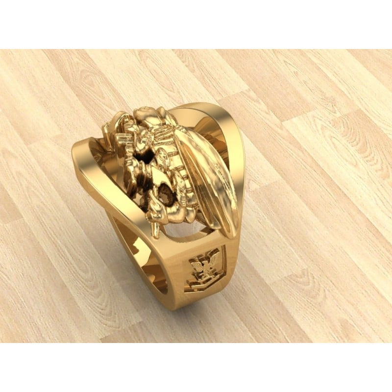 Gold US Navy Seabee Ring 2