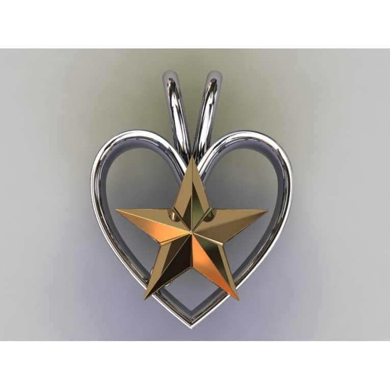 GOLD STAR HEART PENDANT