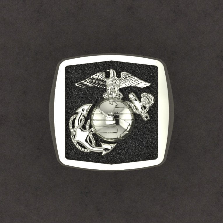 LARGE MARINE CORPS RING WITH BLACK BACKGROUND