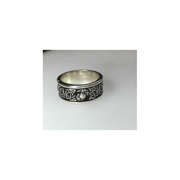 MARINE CORPS WEDDING BAND WITH TRIQUETRA KNOT MODEL 2_1