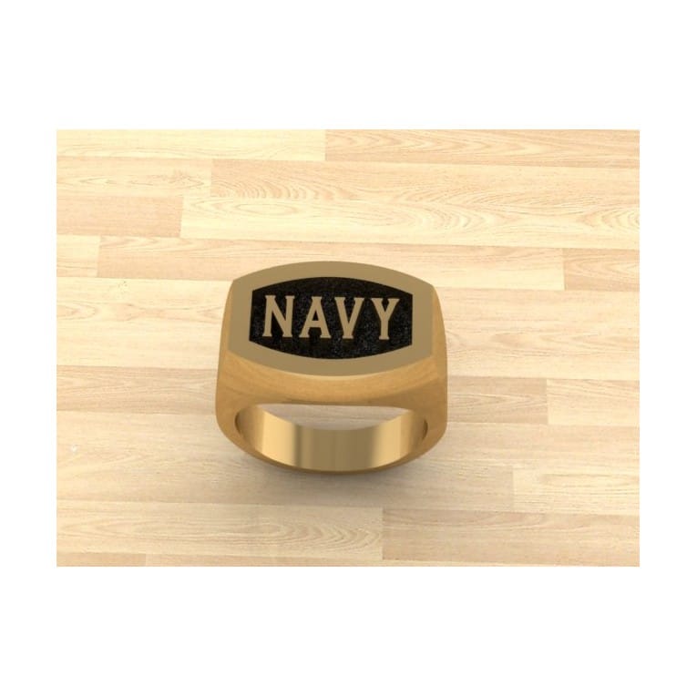 SOLID GOLD NAVY RING WITH BLACK BACKGROUND