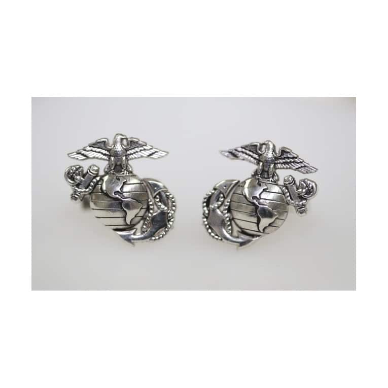 SOLID STERLING SILVER MARINE CORPS CUFFLINKS