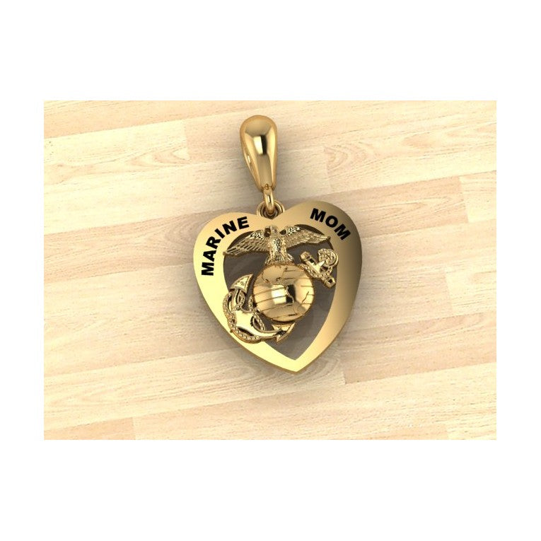 gold marine mom heart with gold ega