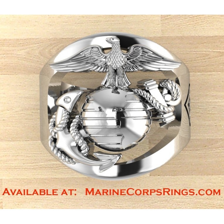 CUSTOM MARINE CORPS RING WITH USMC AND RANK - MR100 HIGH DEFINITION STERLING SILVER_22