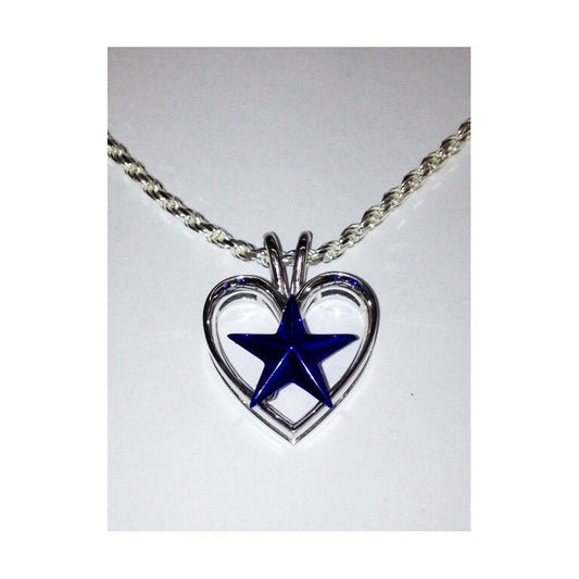 3/4" TALL STERLING SILVER HEART WITH BLUE STAR