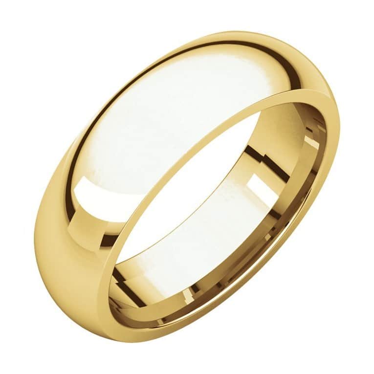 14K GOLD 6MM WIDE MENS COMFORT FIT WEDDING BAND