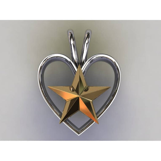 3/4" GOLD STAR HEART PENDANT