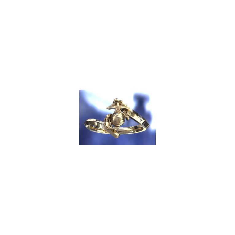 BEAUTIFUL YELLOW GOLD MARINE CORPS RING FOR THE LADIES