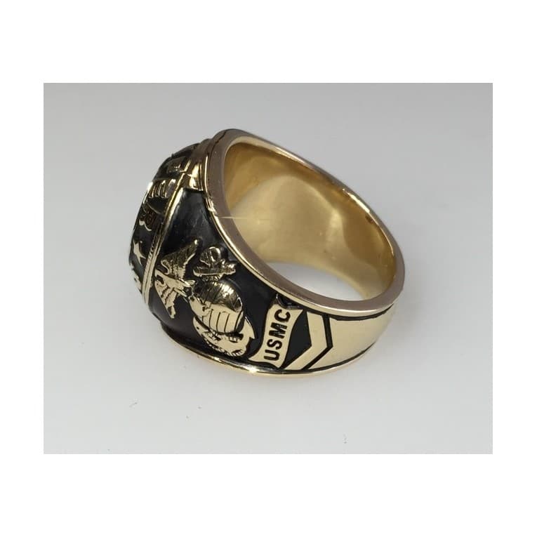 CUSTOM 14K GOLD MARINE CORPS RING WITH CENTER DIAMOND_2