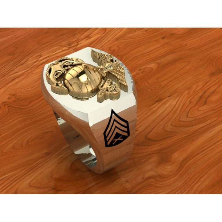 CUSTOM LARGE TWO TONE MARINE CORPS RING