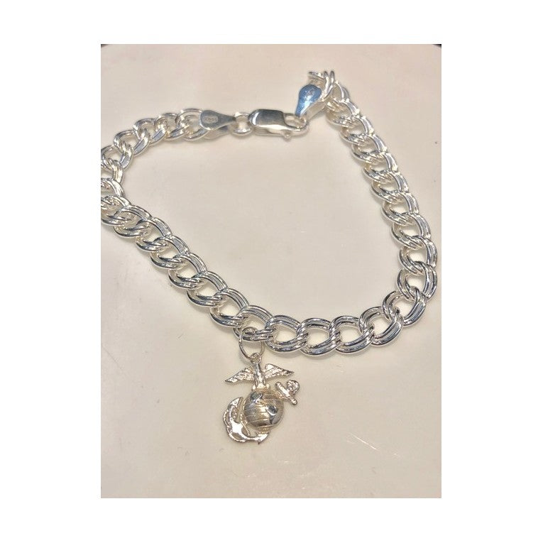 MARINE CORPS BRACELET WITH 1/2 INCH EAGLE GLOBE AND ANCHOR CHARM