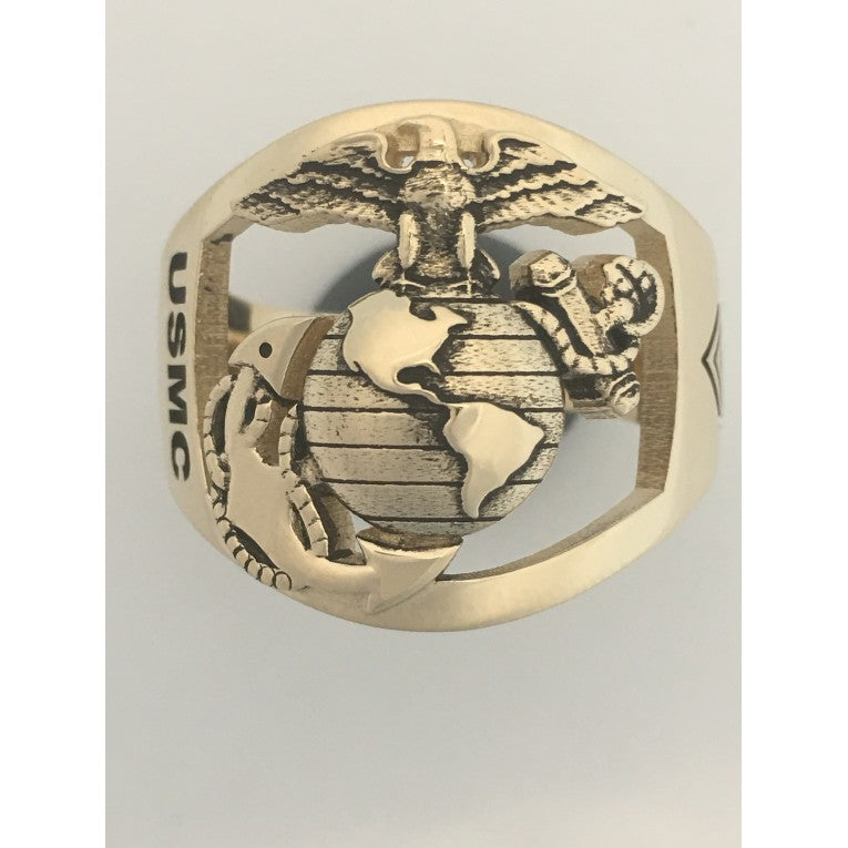 MR10 SOLID GOLD MARINE CORPS RING WITH USMC