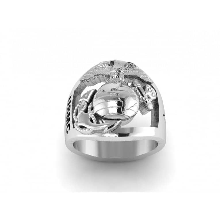 THE MARINE CORPS RING ~ OPEN BACK DESIGN, STERLING SILVER