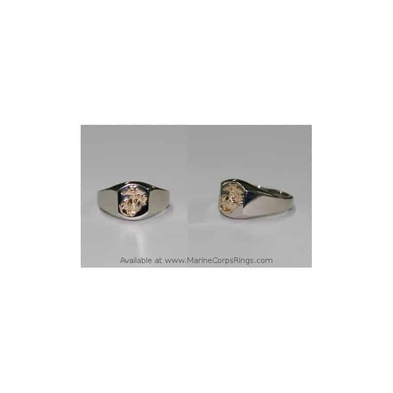 TWO TONE GOLD MARINE CORPS RING