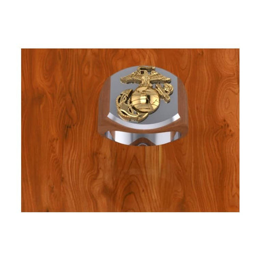 TWO TONE PLATINUM AND GOLD MARINE CORPS MEN'S RING