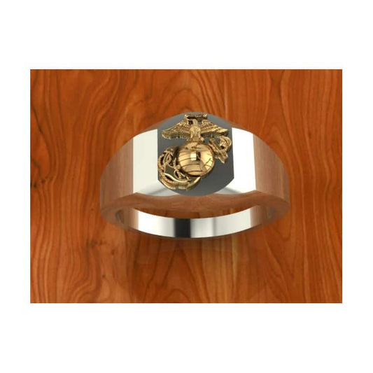 TWO TONE PLATINUM AND GOLD MARINE CORPS RING