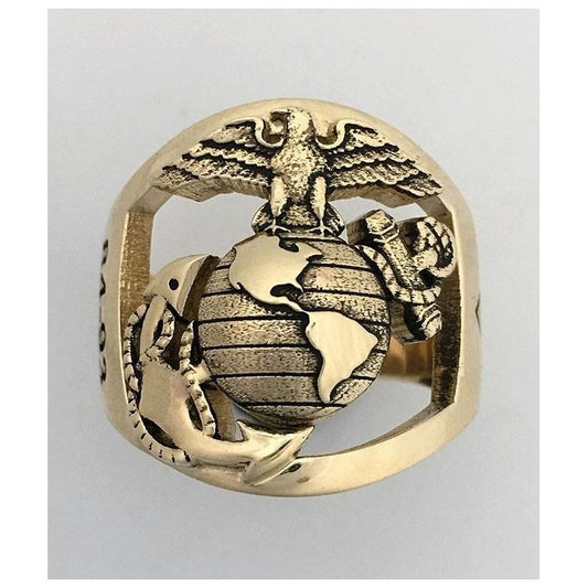 MR10 SOLID 14K GOLD MARINE CORPS RING WITH YEARS OF SERVICE