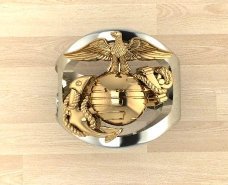 MR200 Two Tone  Gold Marine Corps Ring