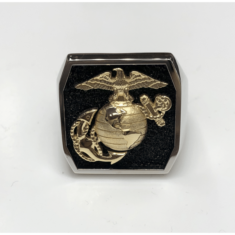 18K GOLD TWO-TONE WITH GOLD EGA RING MR16 – Military Rings - Made in ...