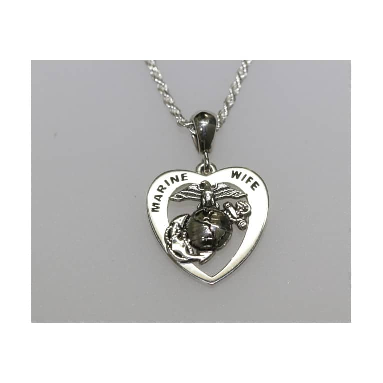 MARINE WIFE HEART WITH GOLD EGA