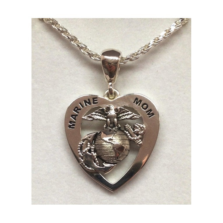 marines heart tm marine mom necklace sterling silver