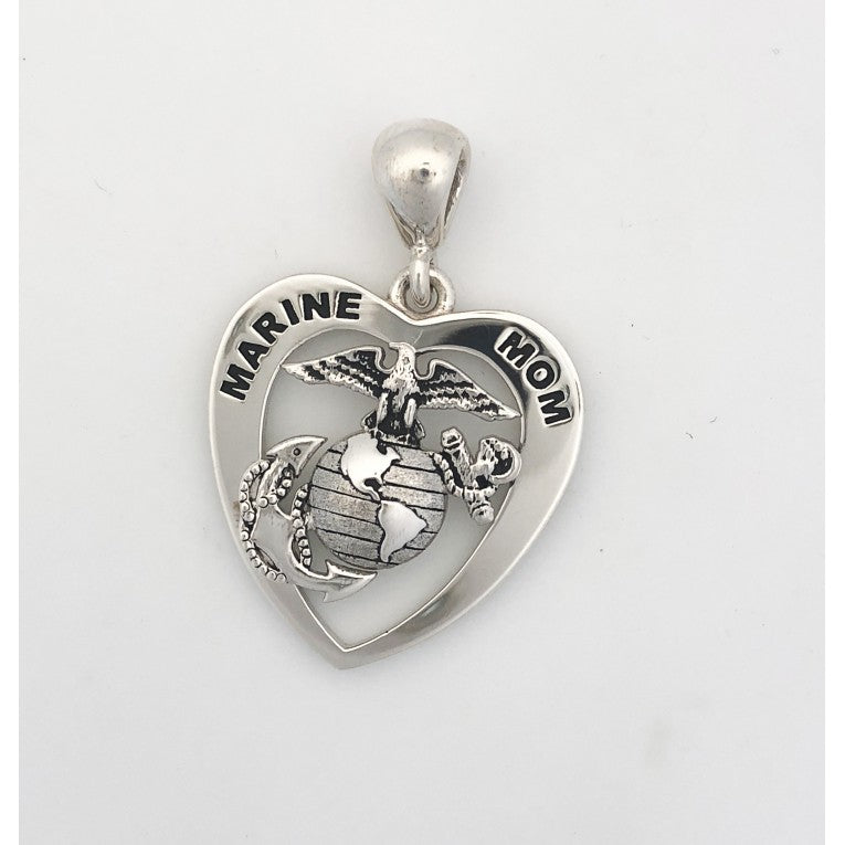 marines heart tm marine mom necklace sterling silver