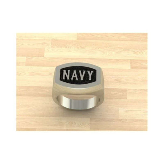 Solid Sterling Silver Navy Ring